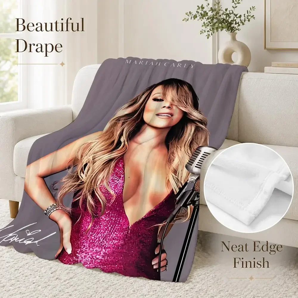 Glamorous Singer M-Mariah Carey Throw Soft Lightweight Flannel Blanket for Sofa Couch Bedroom Living Room Home Decor
