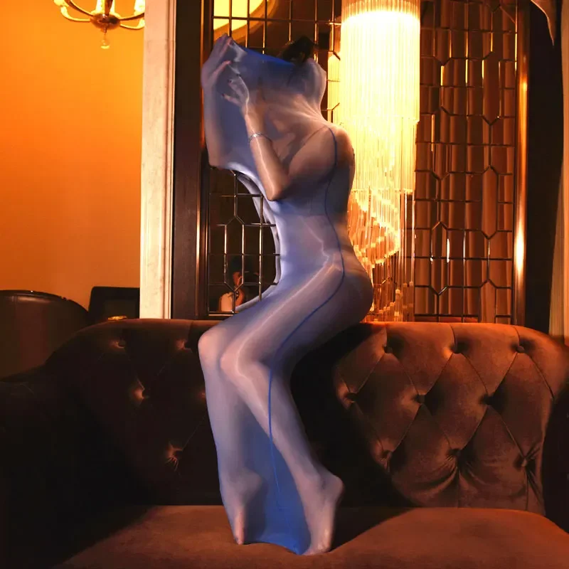 

Sexy Women Unisex 912 Needle Shiny Bodysuit Sheer Transparent Pantyhose Sexy Tights Cocoons Body Stockings Lingerie Gay Wear F30