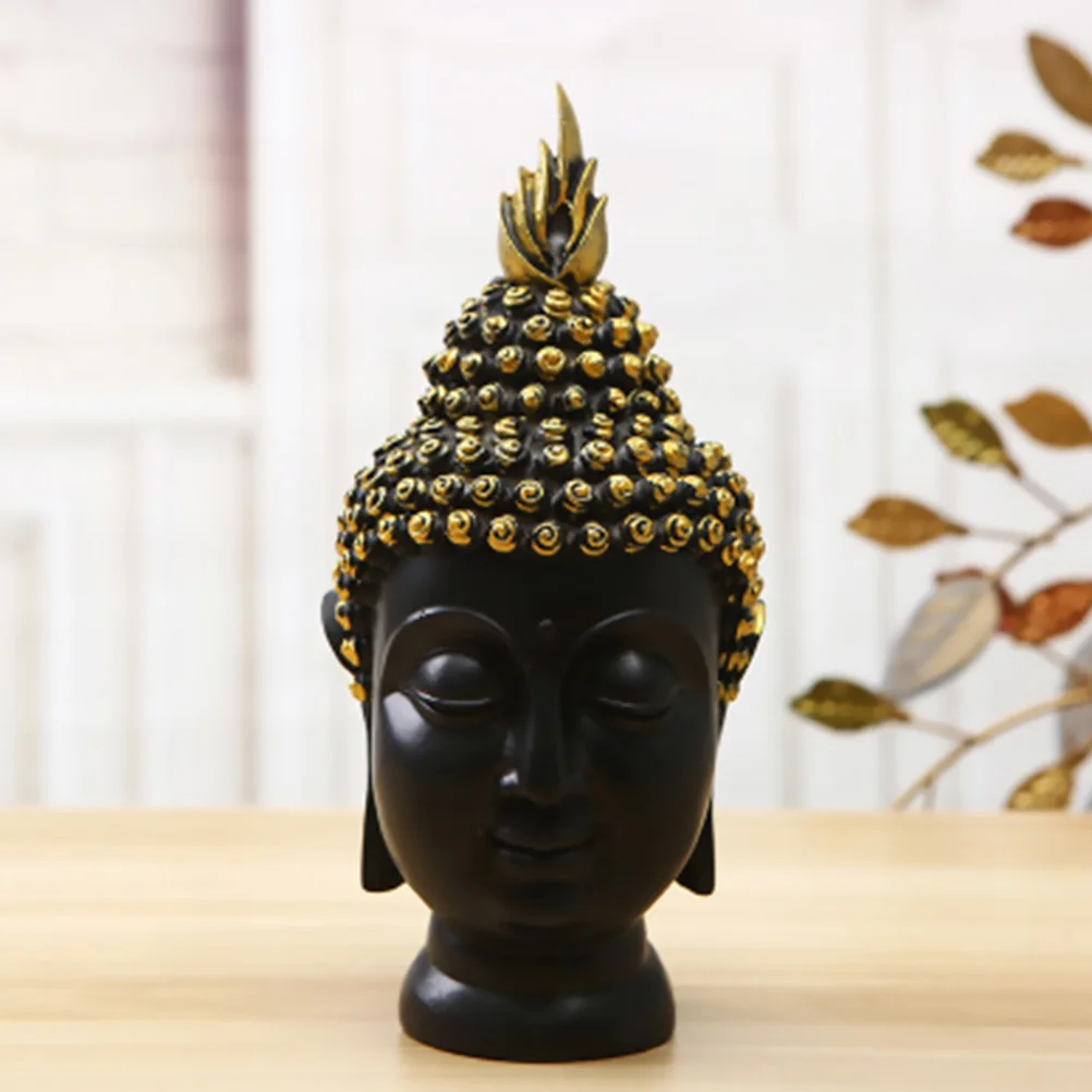 

Buddha Head Sculpture Resin Meditation Decor for Home Office Tea Indoor Ornament Calming Buddhist Art Statue