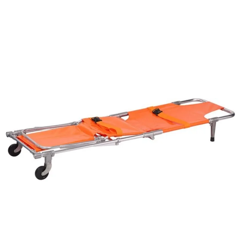 Emergency wheelchair stretcher with support feet and wheel hub, multi-functional folding