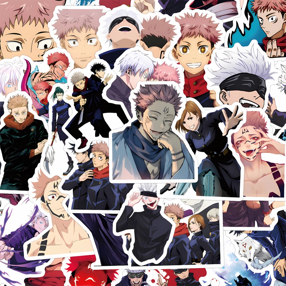 10/30/55pcs Anime Jujutsu Kaisen Graffiti Stickers Cool Itadori Yuji Satoru Gojo Cartoon Sticker Waterproof DIY Skateboard Phone