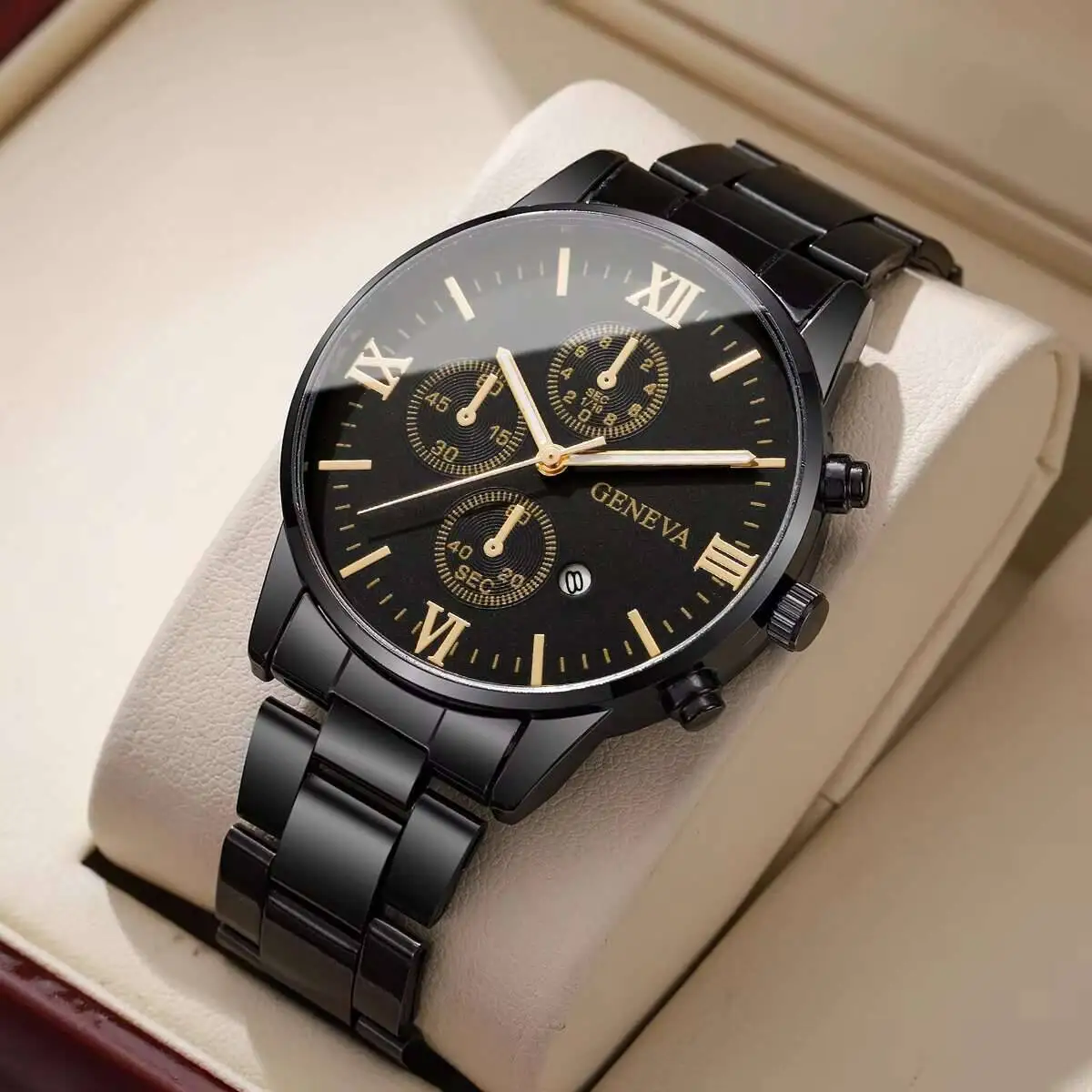 Fashion Roma Dial Men Business Watches Calendar Quartz Watch for Man Clock Reloj Hombre（Without Box）
