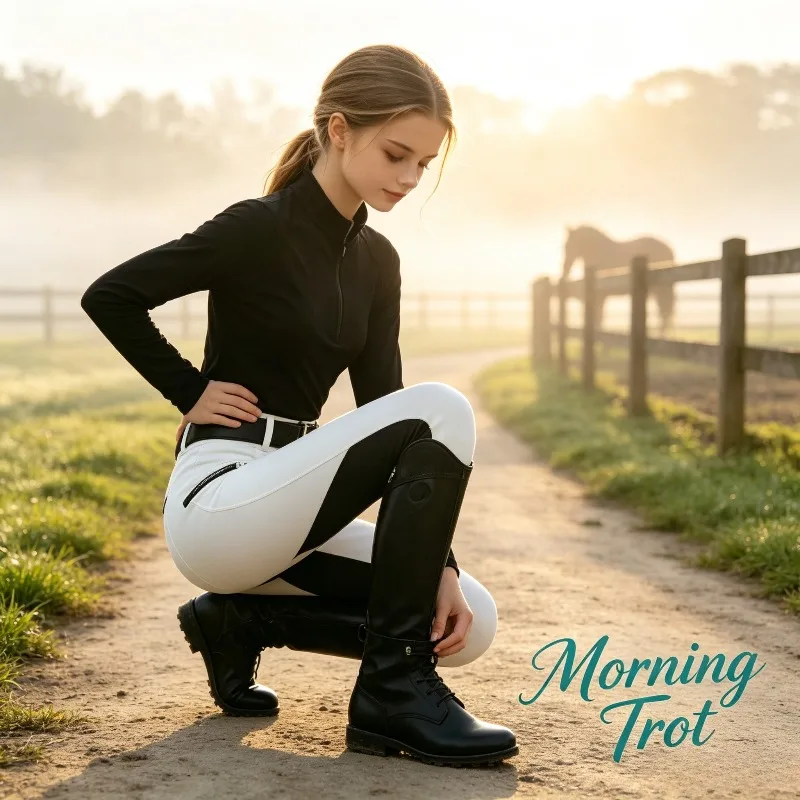 Elastic Slim Fit Equestrian Pants with Contrasting Color Stitching Suitable for Casual Tight Riding and Daily Wear