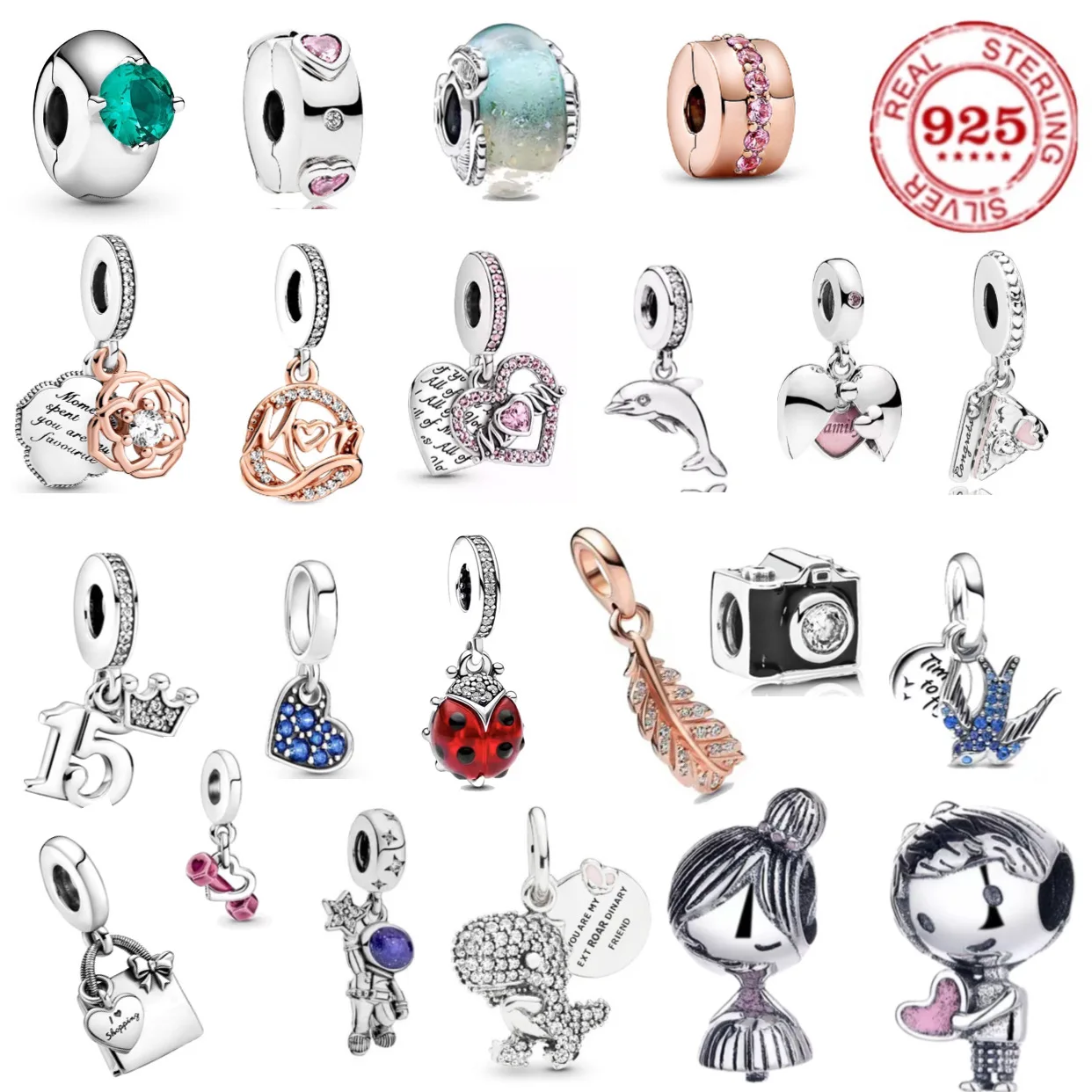 

Hot selling 100%925 sterling silver Cute Boys Girls Flowers Bear Love Balloon Charm Beads Women DIY high jewelry party gift