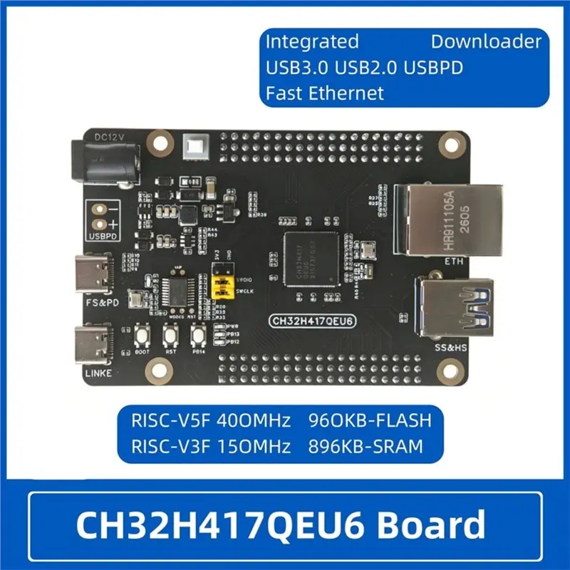 NEWA25P CH32H417 Development Board RISC-V Dual Core USB 3.0 Ultra High Speed Microcontroller CH32H417QEU6 Evaluation Kit