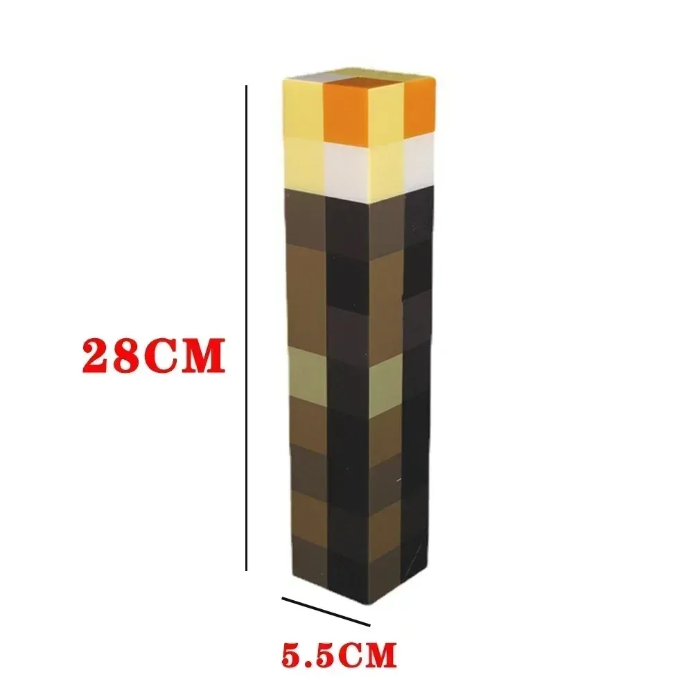 Torch Lamp Figure 4 Colors Minecraft Brownstone Bedroom Decorative Light LED Night Light USB Charging with Buckle Kids Toy Gift