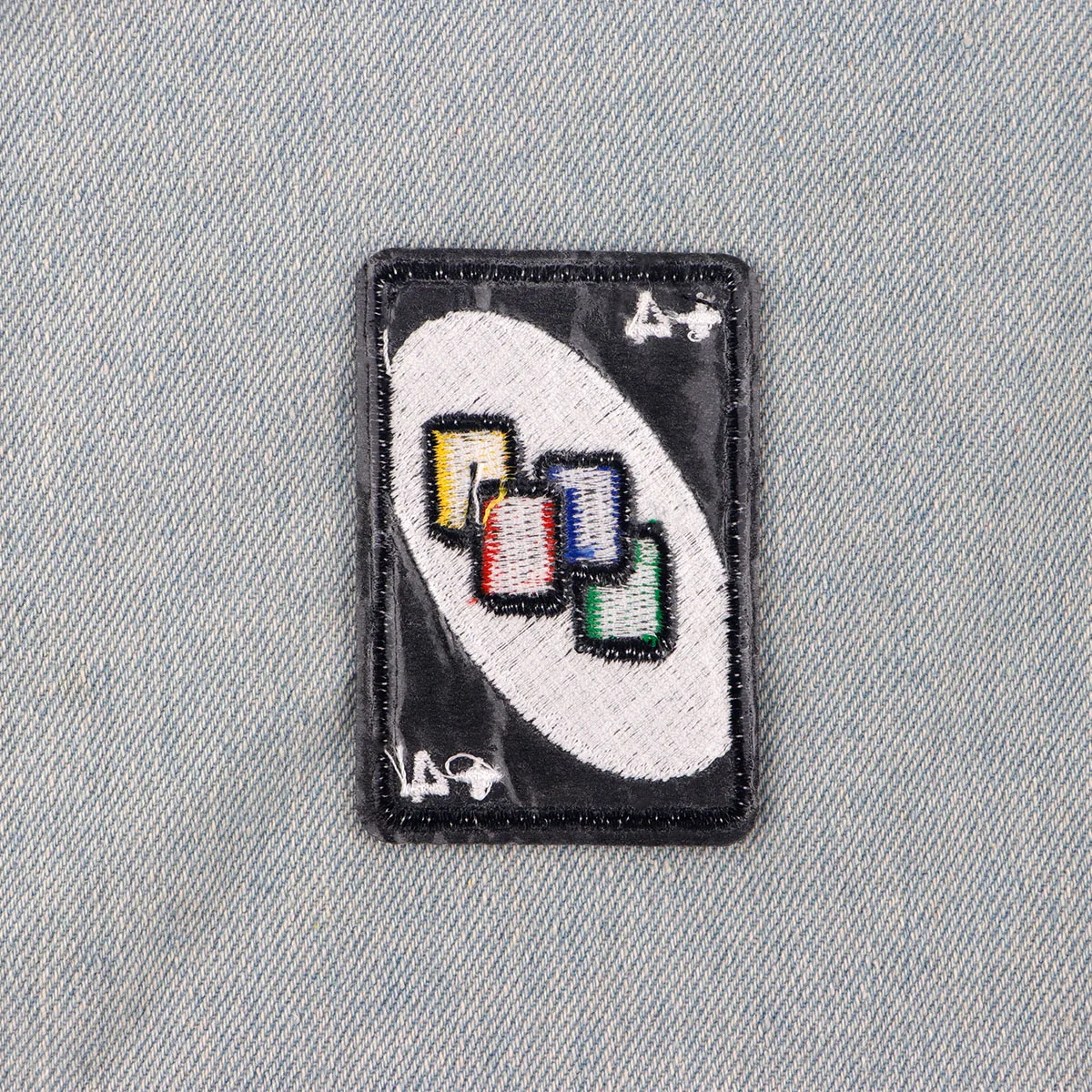 Pola Poker Patch besi pada Patch untuk pakaian stiker bordir Patch pada jaket DIY pakaian garis untuk anak-anak