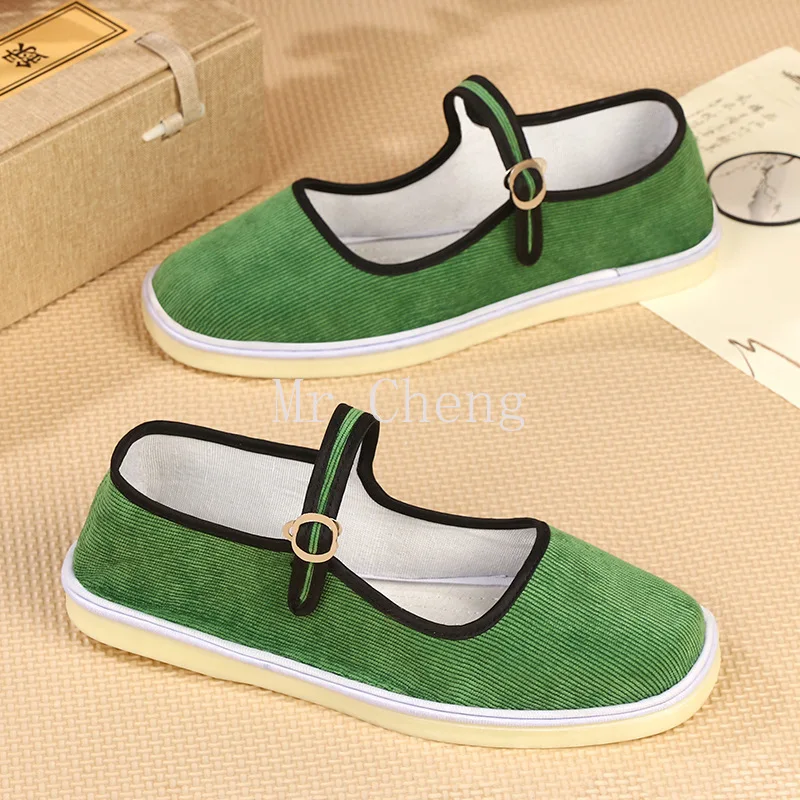 Flats Mary Jane Shoes Women 2024 Trend Velvet Casual Streetwear Ladies Shoes Canvas Buckle Strap Pointed Toe Loafers Elegant