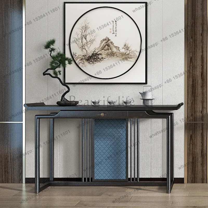 Song-style aesthetic entrance table, new Chinese-style solid wood table, facing the door, narrow table