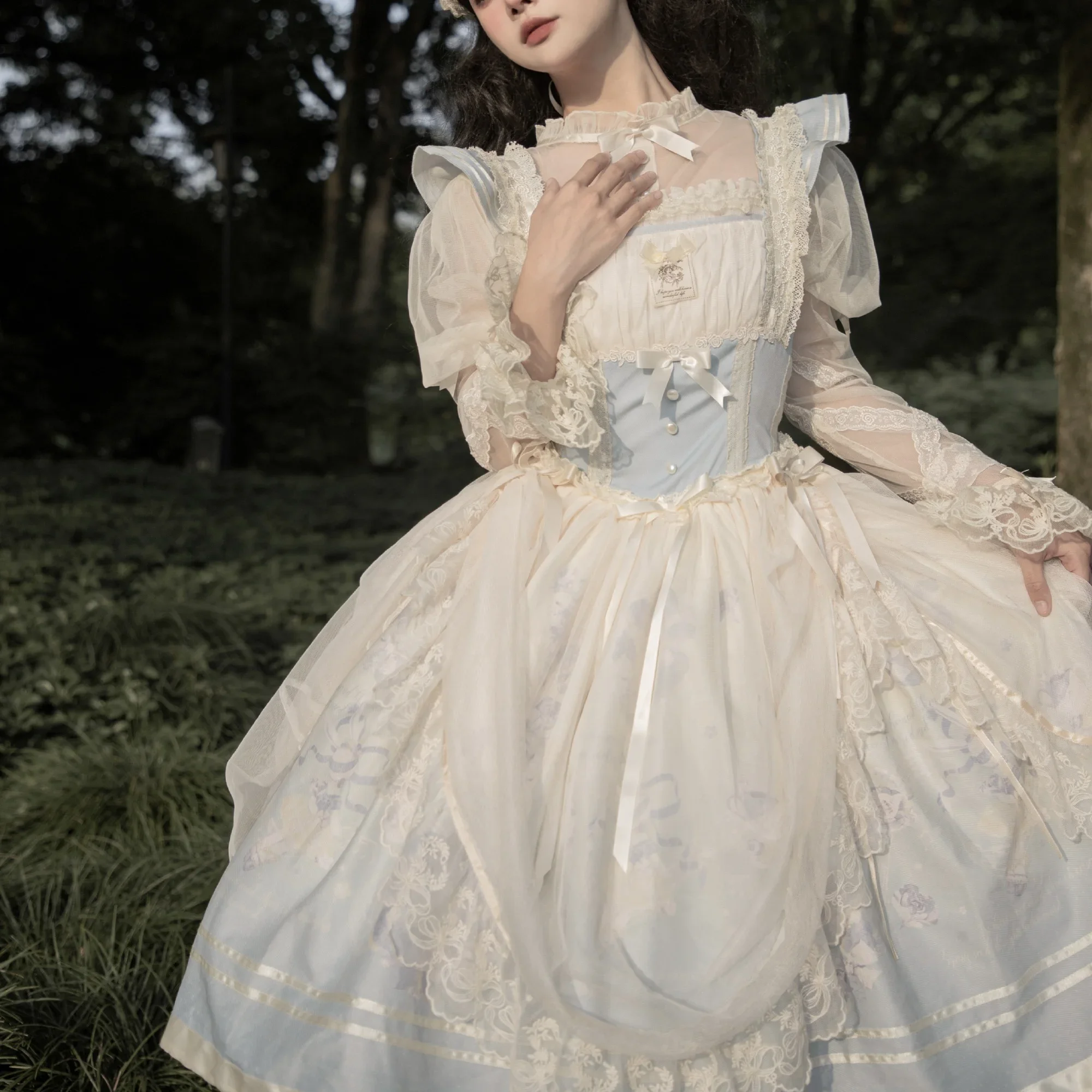 

Костюмы Лолиты, японские милые кавайные платья Jsk в стиле Лолиты, женские викторианские готические мультяшные платья без рукавов с бантом, кружевное платье принцессы для чаепития