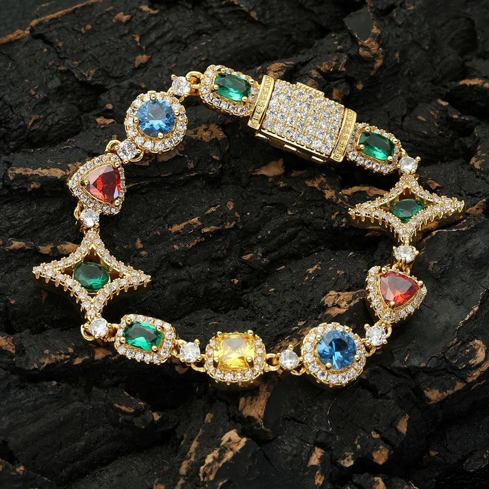 Hip Hop Luxury Jewelry High-Quality Color Chain Men's And Women's Cubic Zirconia Gemstone Necklace Gift Shipping Agent