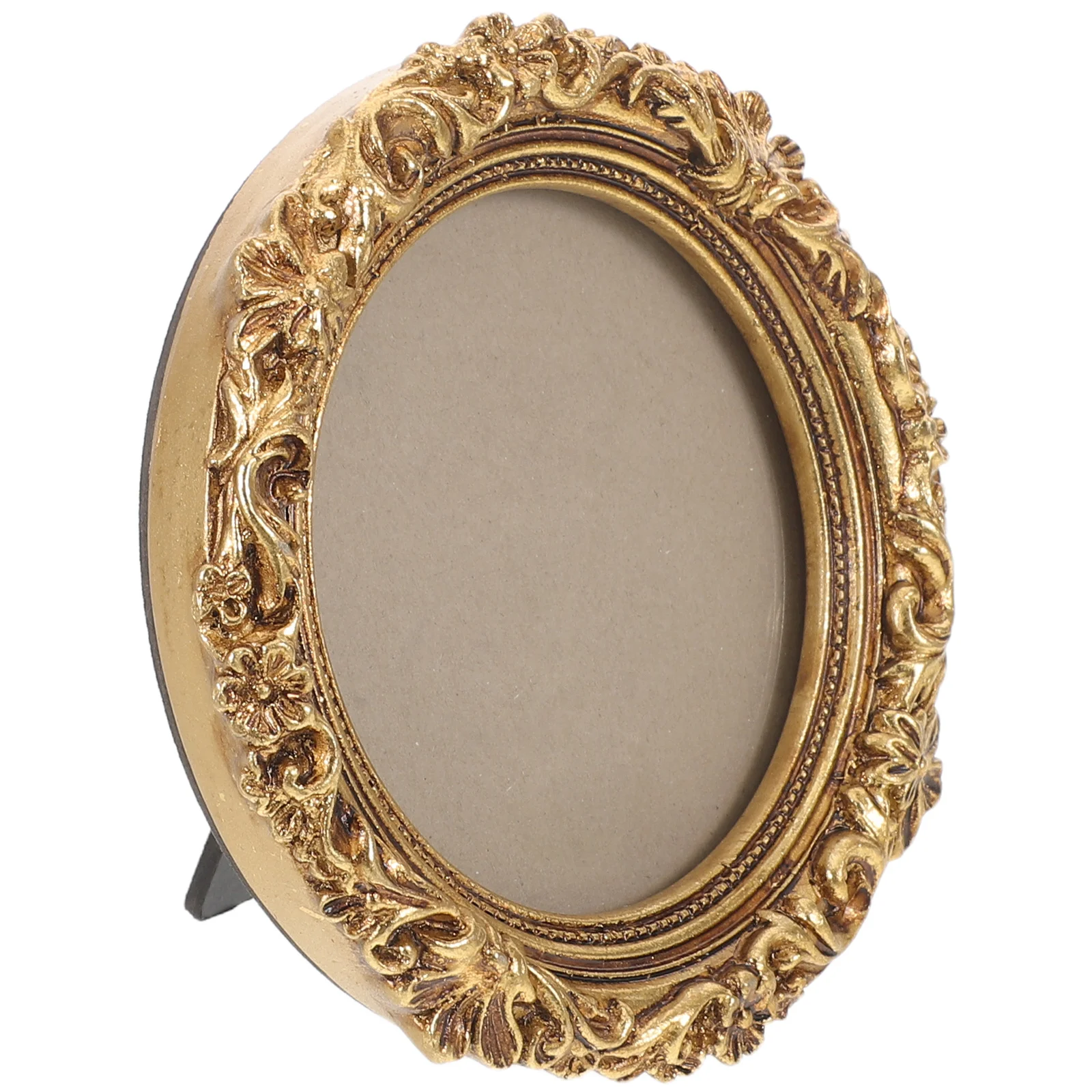 

Resin Round Picture Frame Vintage Embossed Ornate Style Standing Tabletop French Country European Style Decorative Photo Holder
