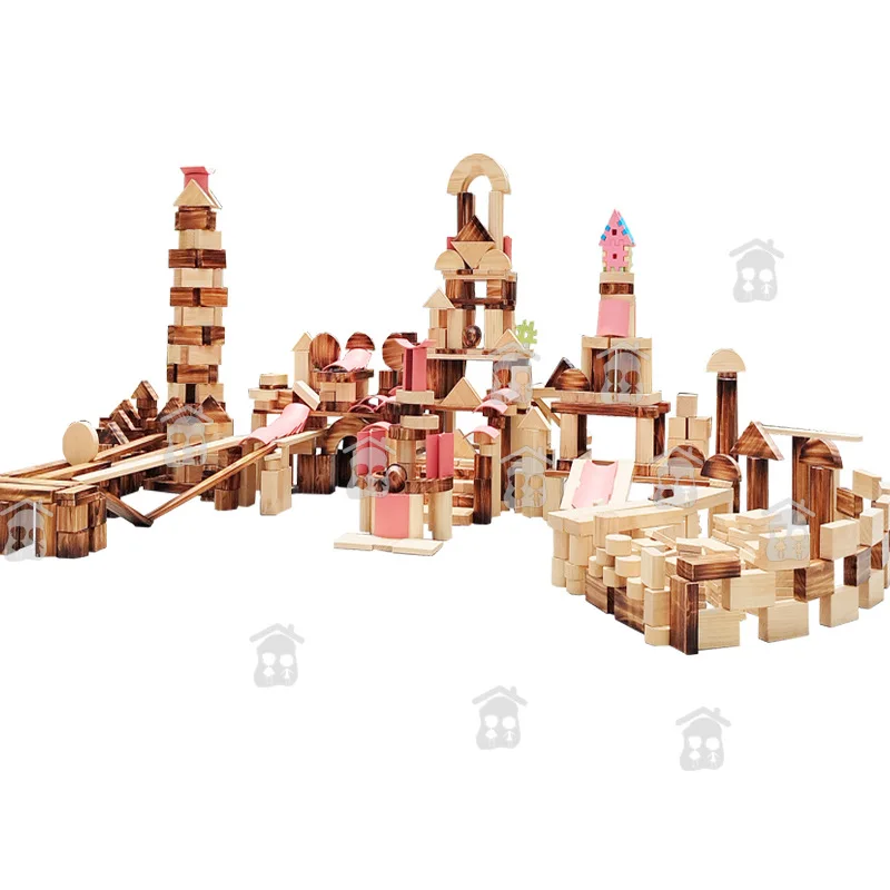 Log carbonized color large size explore children large building block toys
