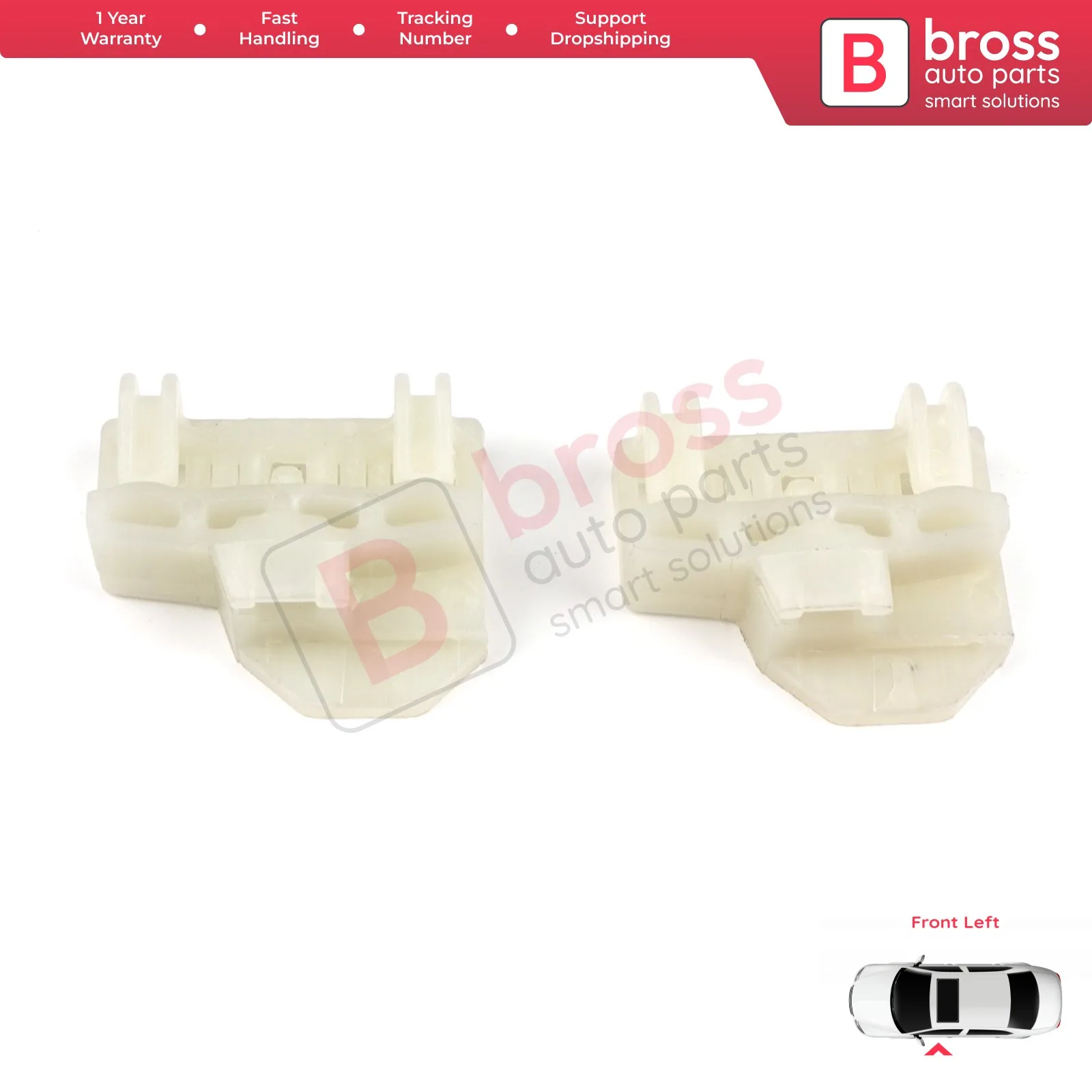 Bross Auto Parts BWR46 2 Pieces Window Regulator Clip, front Left Door for Audi VW Seat Made in Turkey Fast Shipment Top Store