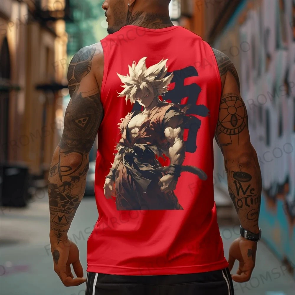 

2025 Dragon Ball аниме Гоку, жилет с периферийным принтом, мужская свободная майка из чистого хлопка для тренировок в тренажерном зале