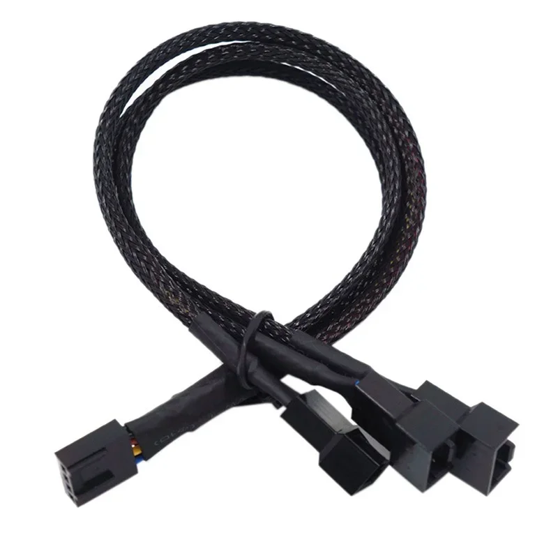 Black Boot 27cm PWM Extension Cable 4-Pin Connector 1 to 4/3/2/1 Way Splitter for 4-Pin PWM Fan - Computer Hardware Cable