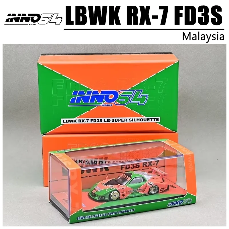 INNO 1/64 LBWK RX-7 FD3S Malaysia in Stock Alloy Motor Vehicle Toy Die-casting Metal Model Collection Boy's Christmas Gifts