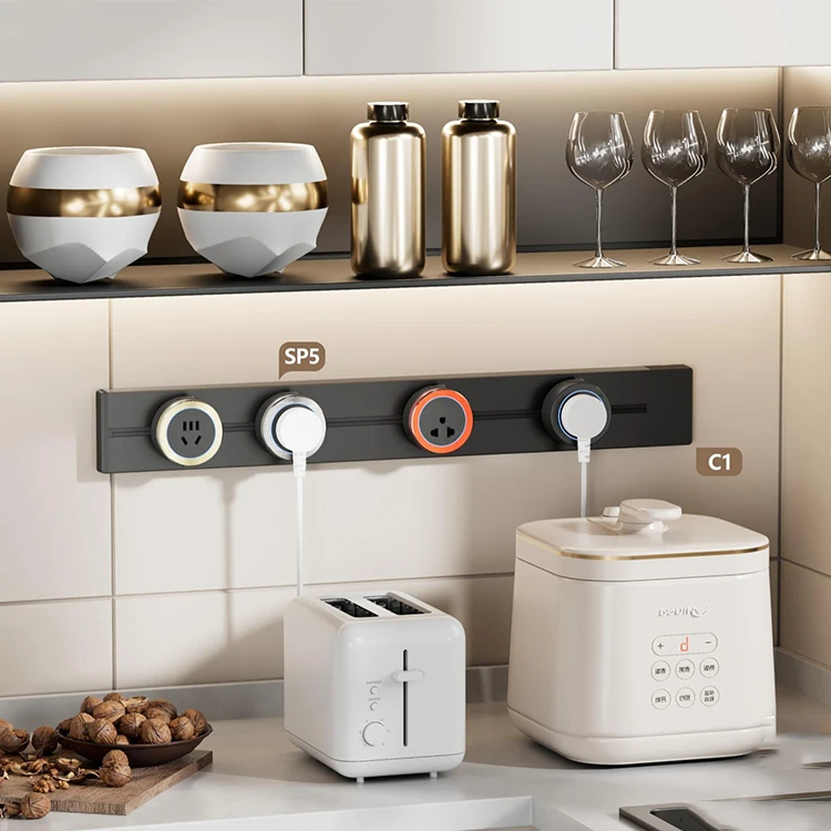 EU UK US Aluminum Power Track System Removable Wall Desk Mounted Rail Socket for Home and Office with Safety Lock Adapter