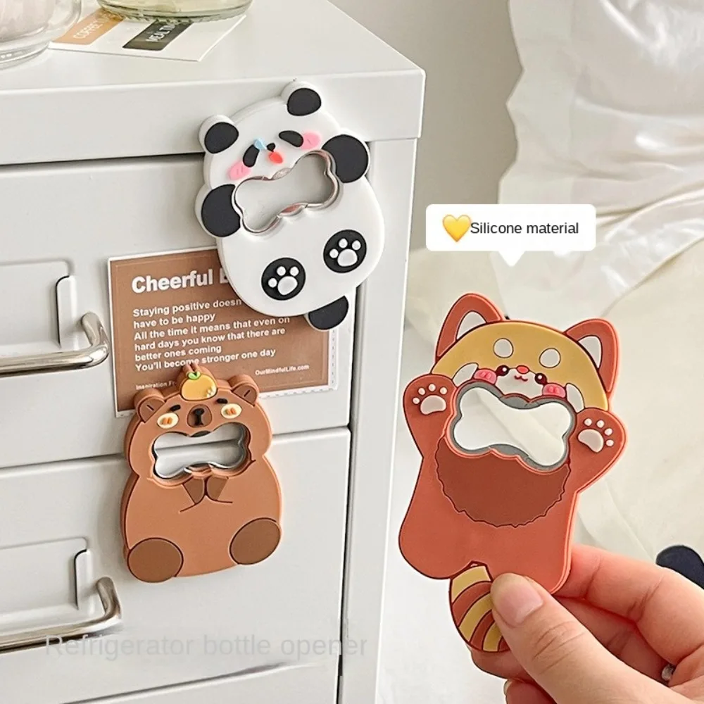 Cute Capybara Bottle Opener Magnetic Multifunctional Can Opener Cartoon Refrigerator Stickers