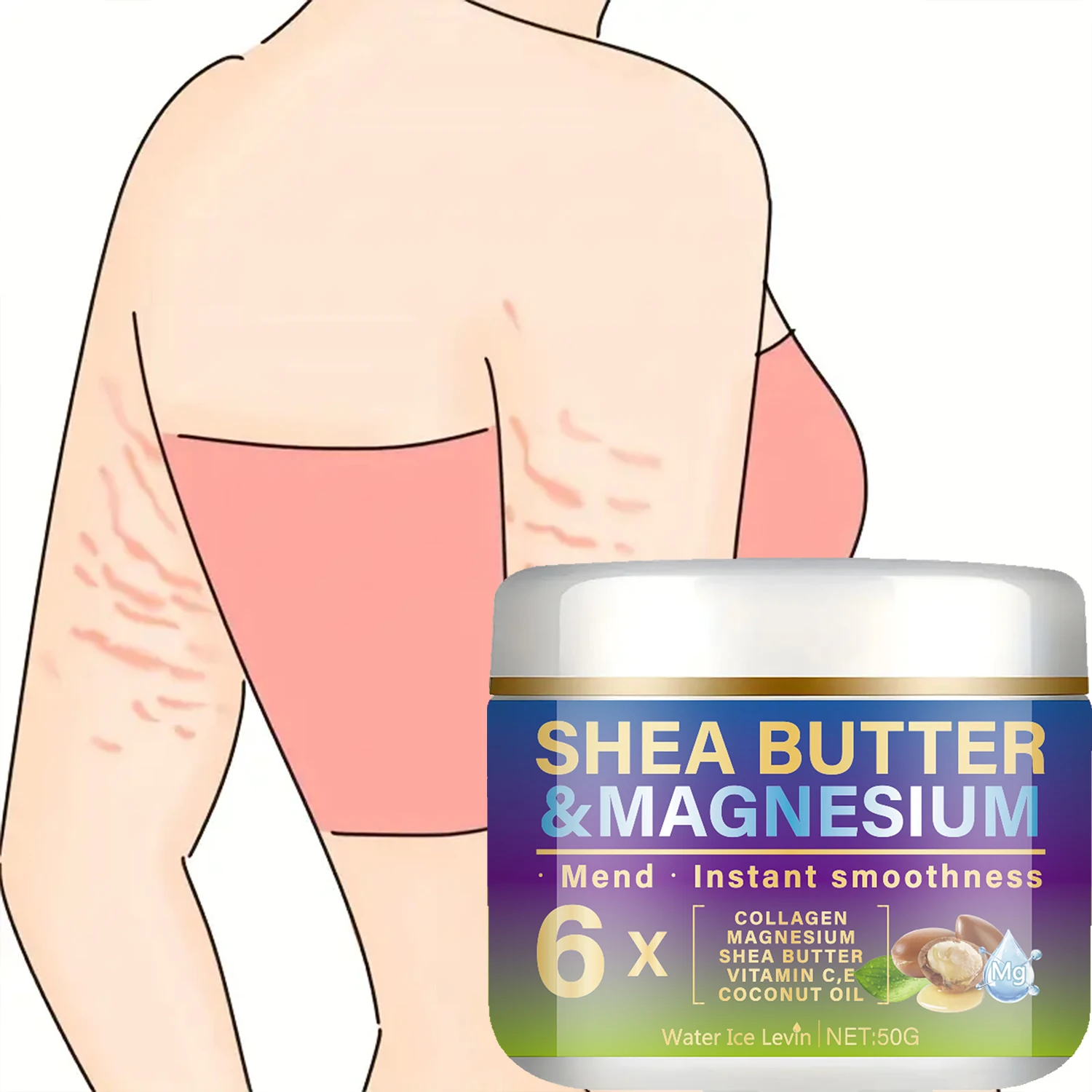 Magnesium Firming Cream with Shea Oil & Collagen - Moisturizing & Brightening Formula for Softer, Whiter & Confident Skin