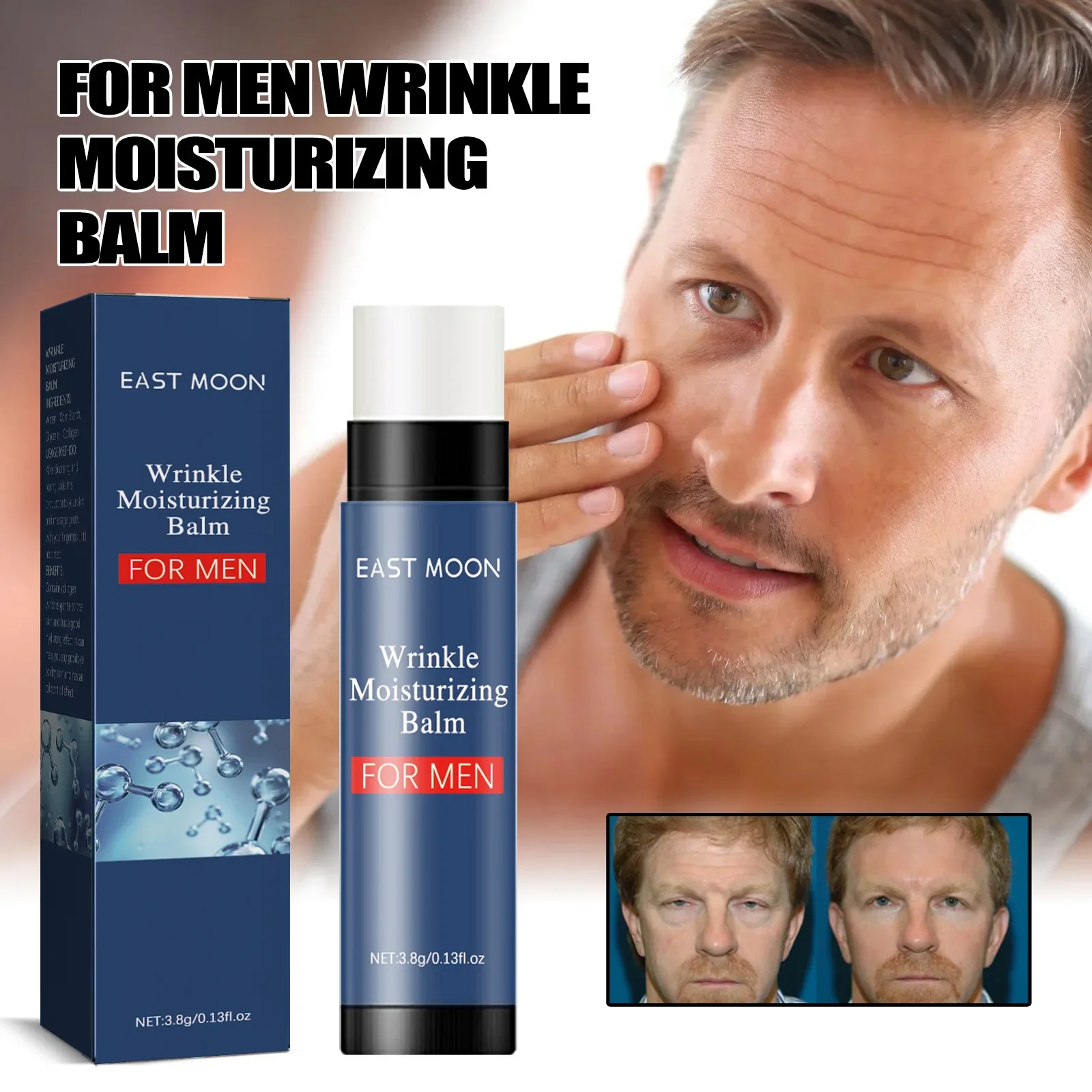 

East Moon Men's Facial Moisturizing Stick Hydrating and Reducing the Fine Lines Firming Brightening Facial Skin Wrinkle Cream