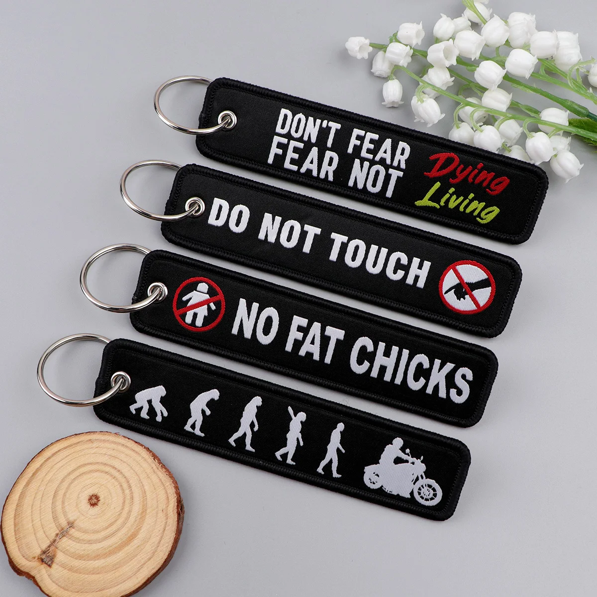 "DO NOT TOUCH" Warning Quotes Key Tag Keychain