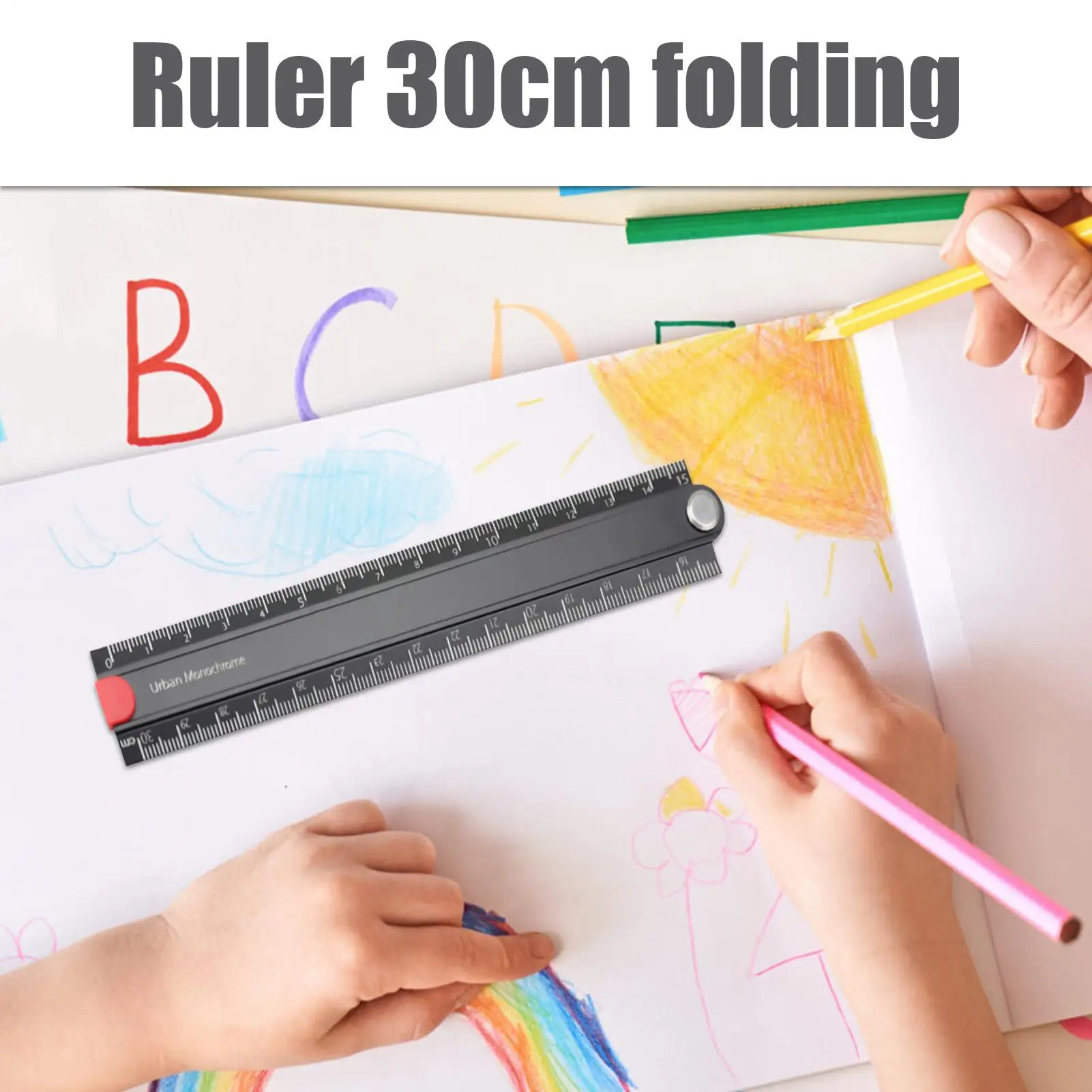 Складная линейка 11,8 дюймов, алюминиевый сплав, 90-градусная складная линейка, металлический геометрический измерительный инструмент для мастерской, ремонта дома