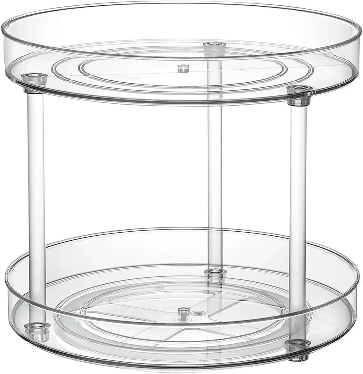 2 Tier Clear Lazy Susan Organizer for Kitchen Storage