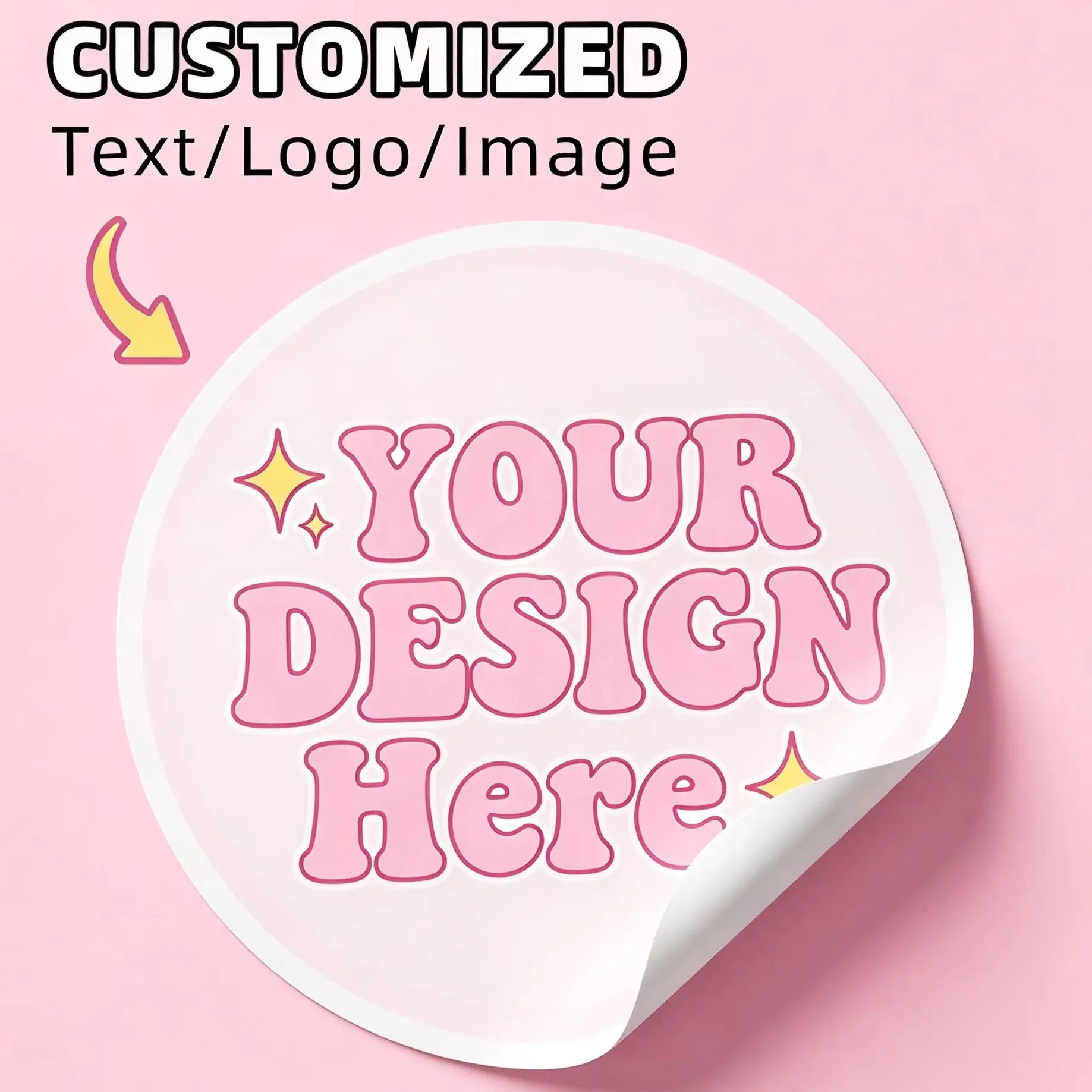 1-96Pcs Round Custom Text Image Stickers, Personalized Labels for Family & Friends, Gift Decor, Office & School Supplies