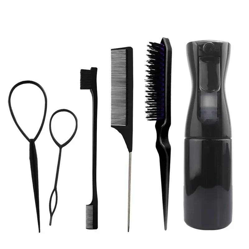 6Pcs Hairdressing Tool Set Hairline Brush Makeup Comb High Pressure Continuous Spray Spray Pot Curling Hair Style Adult Children image 6