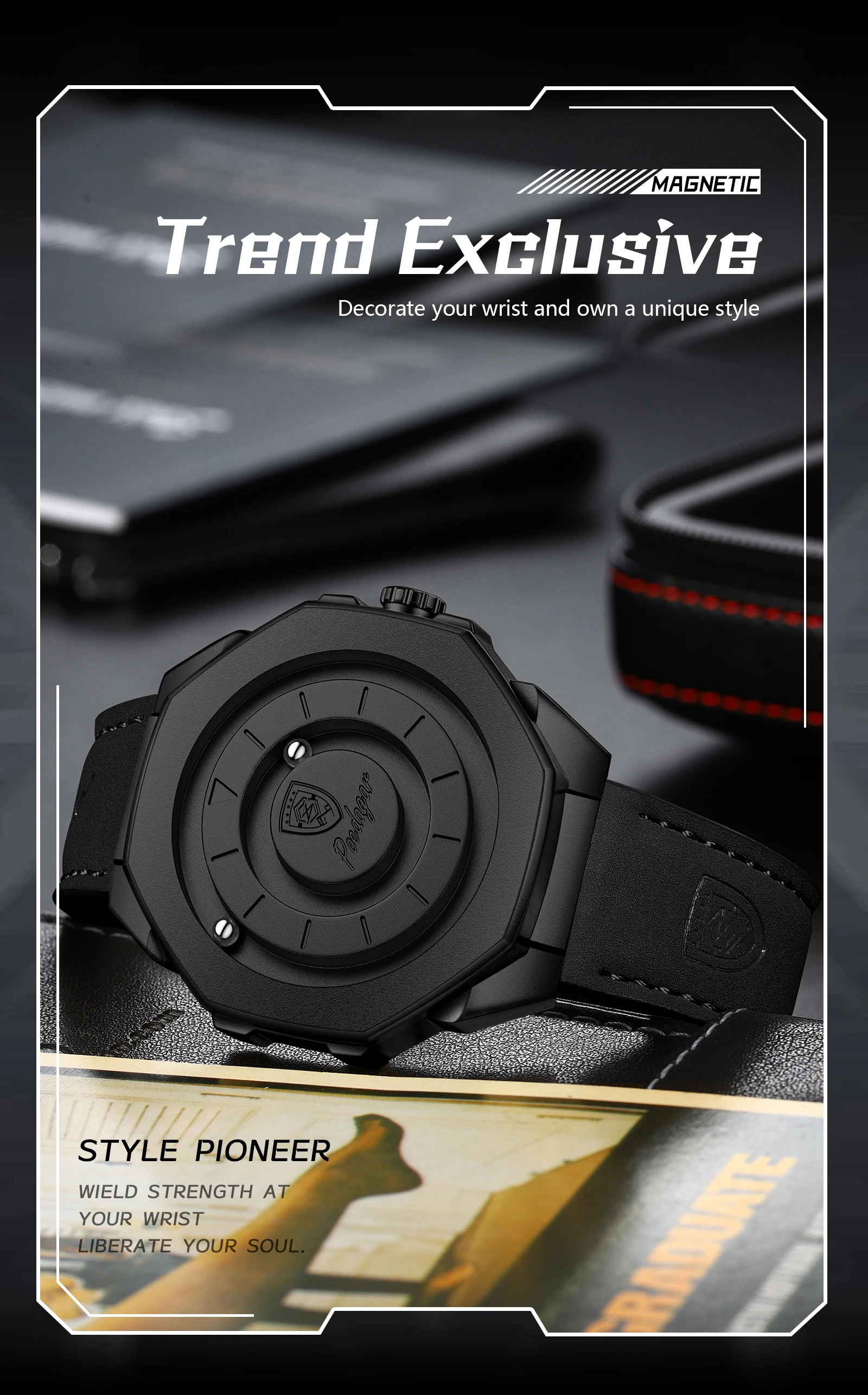 POEDAGAR Top-Qualität Herrenuhr Wasserdichte Leder-Modeuhr Quarz Business Herrenarmbanduhr Männliche Reloj Kreativ – Detail 11