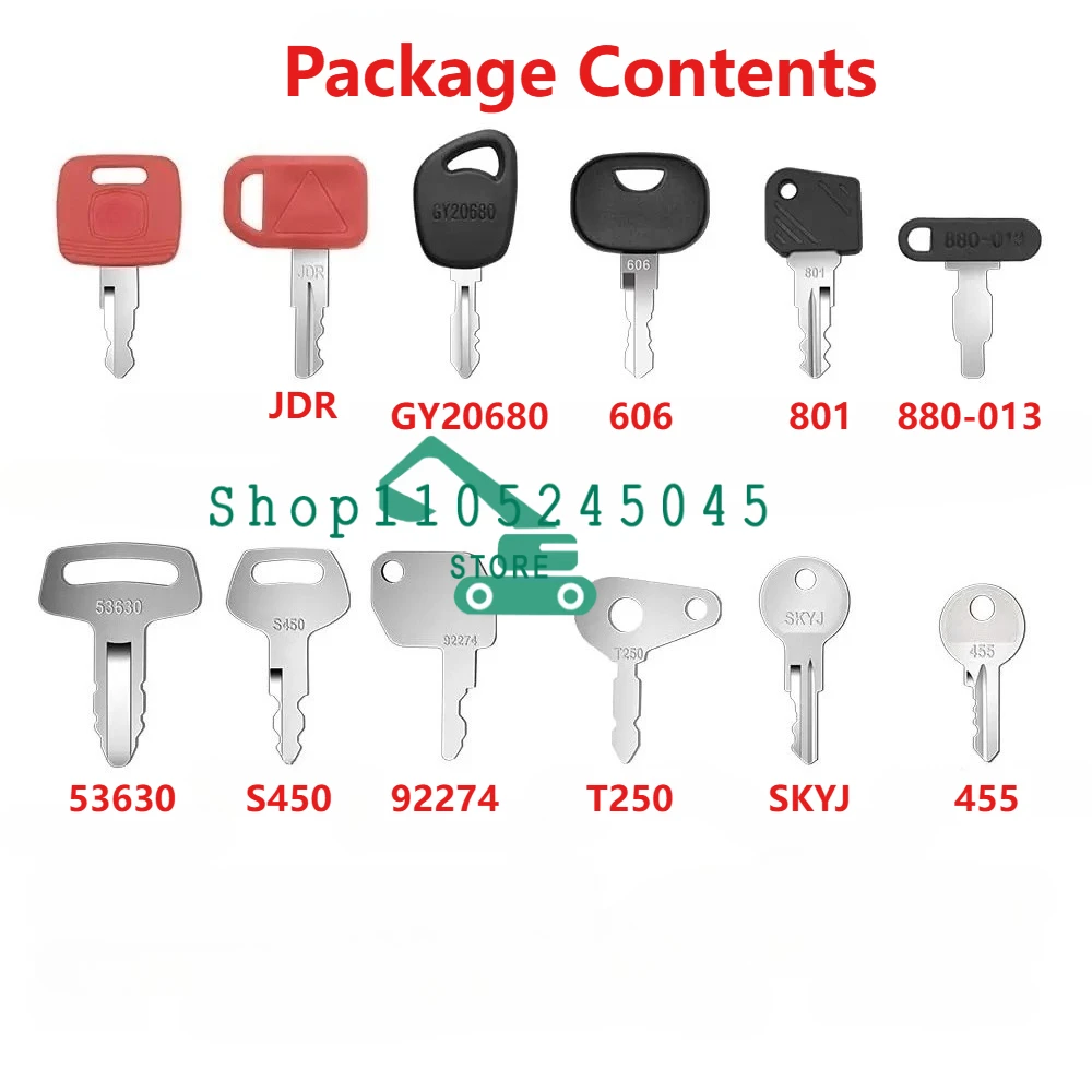 12PCS New Replacement Ignition Key Set Car Master Key Ignition Start Key For Tractors Agricultural Heavy Plant Machinery 801