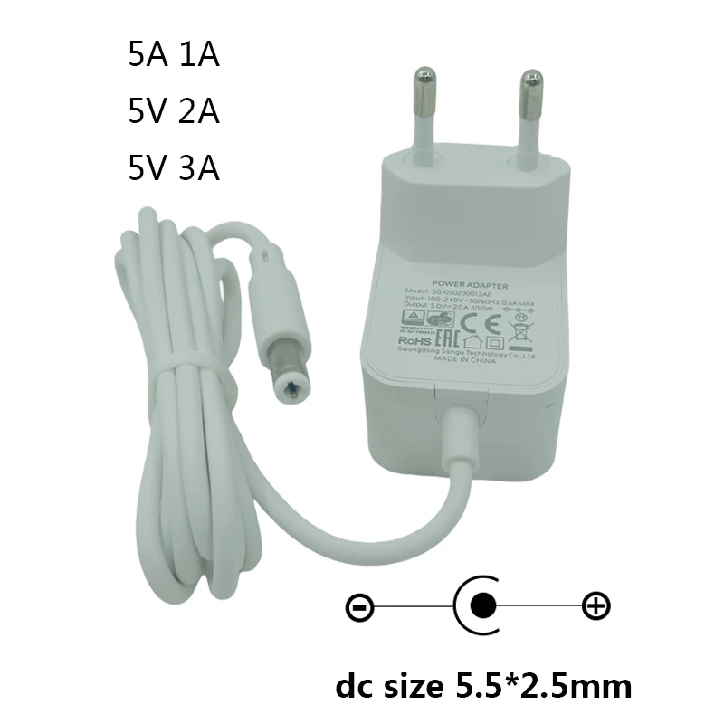 DC 5v Power Supply White 5vdc Power Supply 5.5x2.5 5v 3a Power Supply White 5v 1a Source Universal 5v 1000ma Power Supply