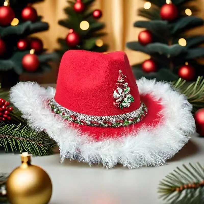 HongLuan Glitzer-Kostüm, Hut für Erwachsene und Cowboy-Hüte, Strass für Damen, Cowboy-Cosplay, Damen-Accessoires und Cowgirl-Kappe