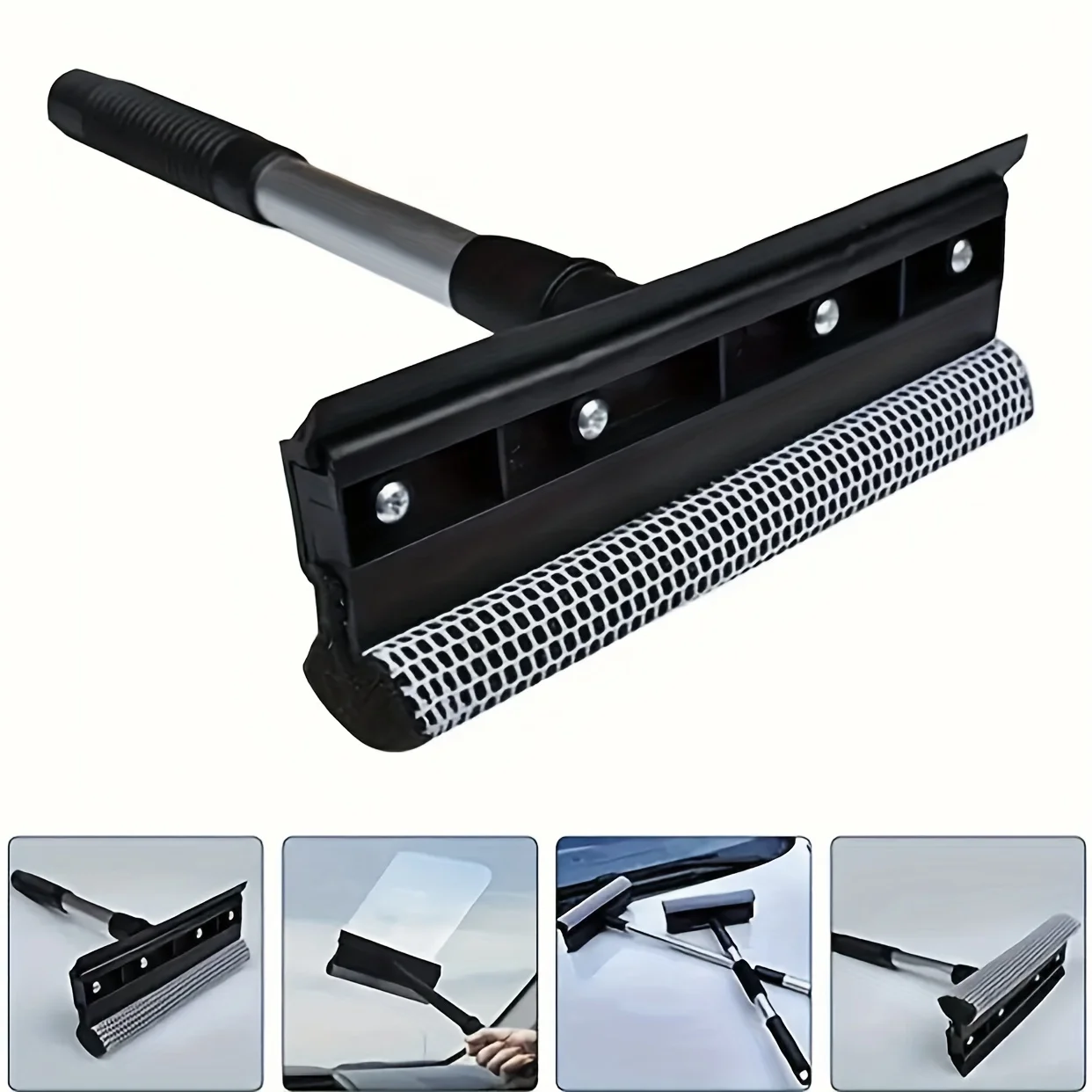 Limpiaparabrisas en forma de T, cepillo de vidrio, cepillo de ventana de doble cara, mango extendido, limpiador raspador de vidrio de doble cara desmontable, 1 ud.