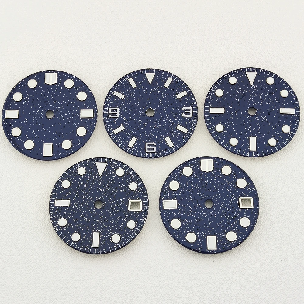 28.5mm nh35 Dial Sparkling Star Dial Starry Sky Dial Blue Luminous Suitable for NH35 NH36 Automatic Movement Customized Dial
