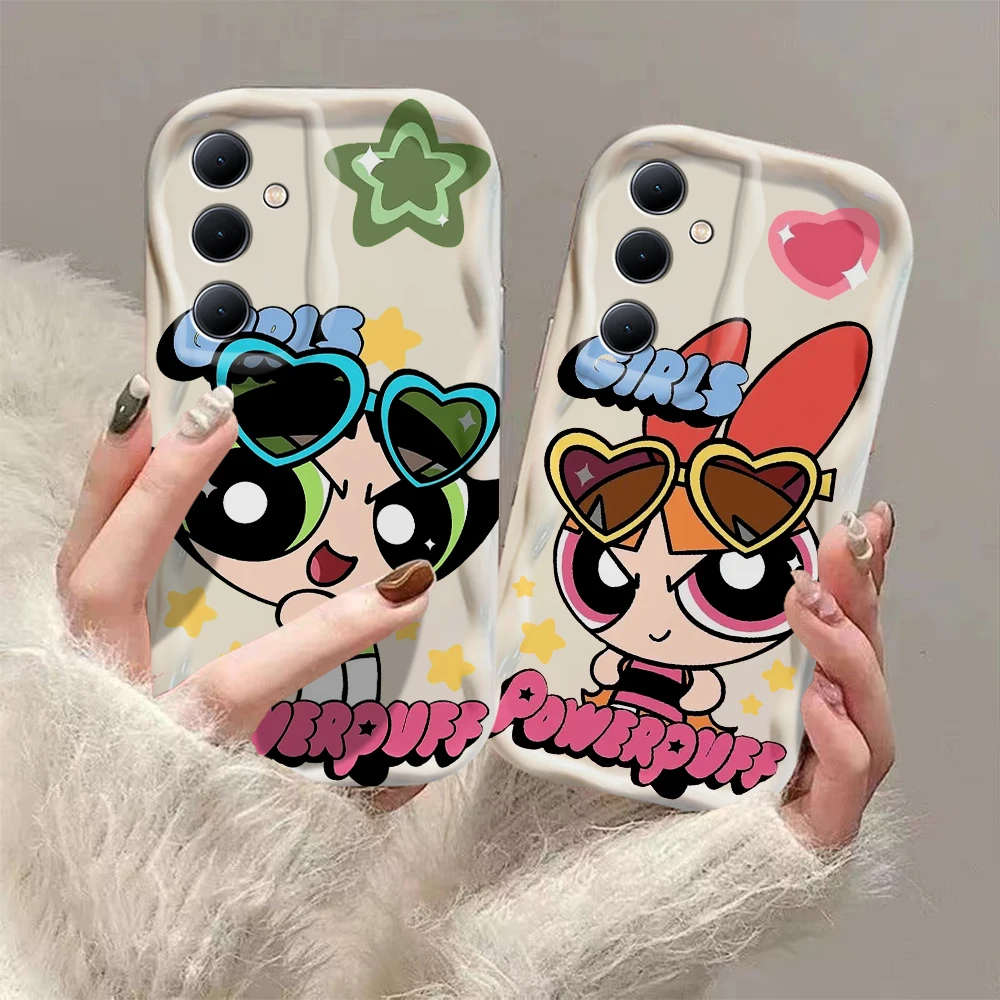 Cute P-Powerpuffs G-Girls THE 3D Wave Case For OPPO Realme 12 11 10 9 8 7 7i 6 5 Pro Plus C67 C55 C31 C35 C11 C12 C15 C20 C21Y