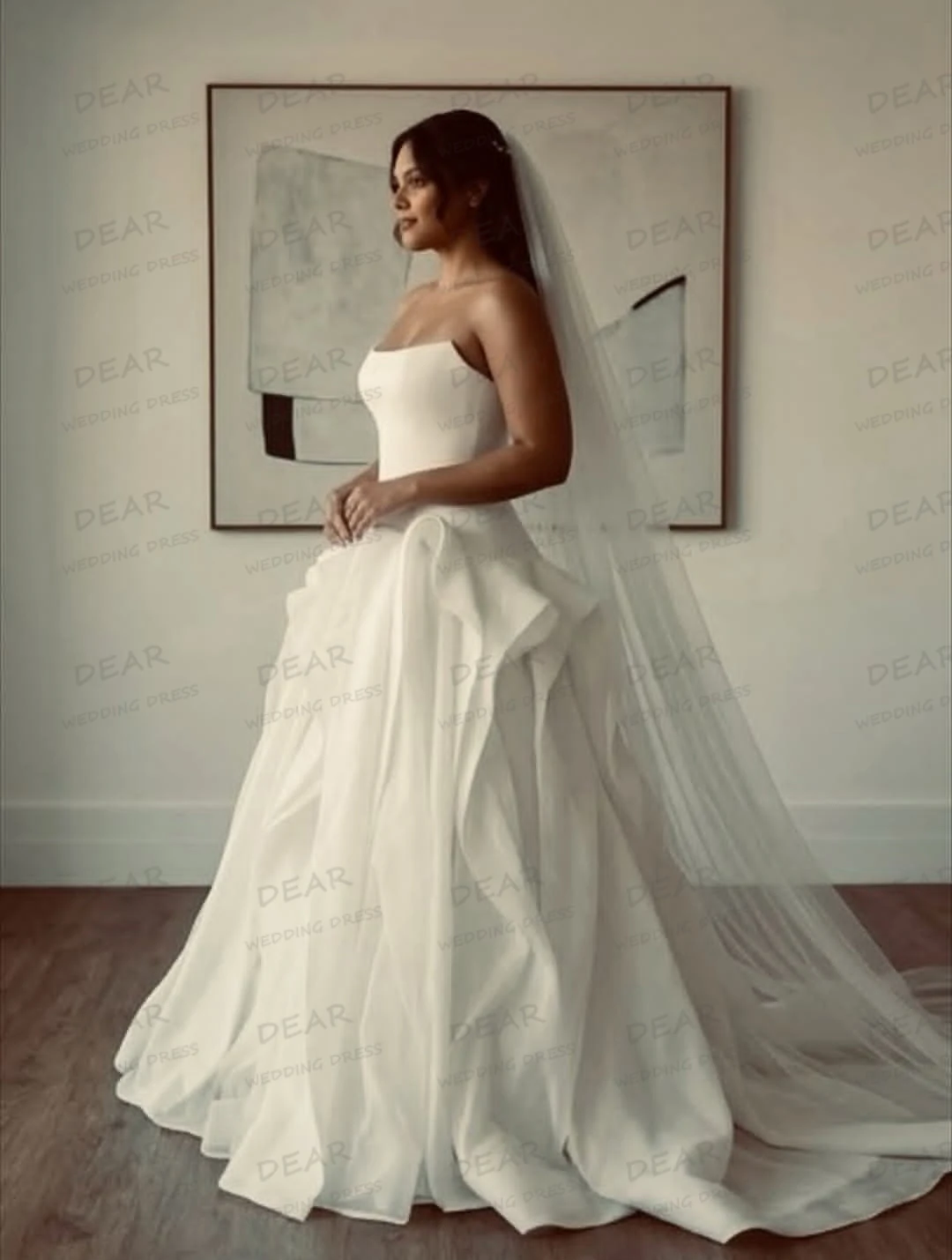 Simple Wedding Dresses Sexy Ruffles Women's A Line Fluffy Bridal Gowns Sleeveless Backless Elegant свадебное платье Customized