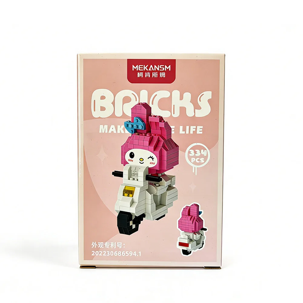Anime DIY Bouwblokmodel Geassembleerde Speelgoed Kawaii Figuur Kuromi My Melody Kinderpuzzel Cadeau Bureau Decoratie