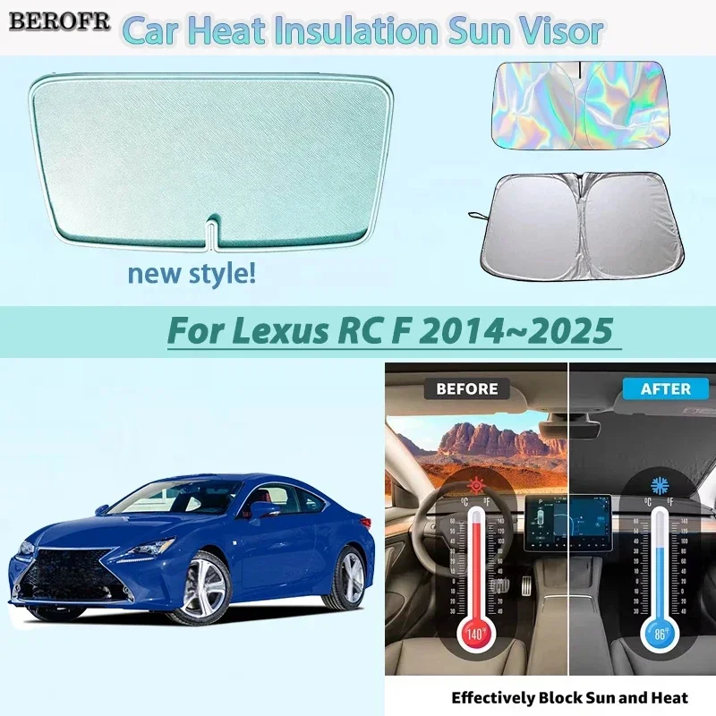 Car Front Windshield Sunshade Heat Insulation Sun Visor Summer Colling Auto Accessories For Lexus RC F 2014~2025 2015 Foldable