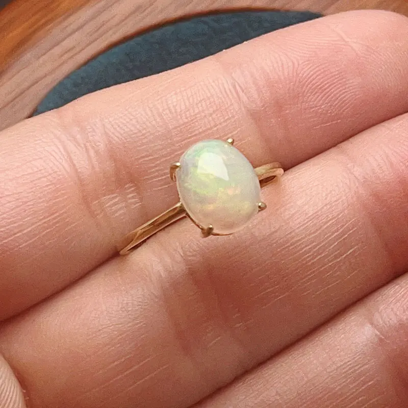 Natural Opal Ring 925 Silver 8mm*10mm Multicolor Opal Gemstone Ring for Women Fine Jewelry with Gift  Shipping