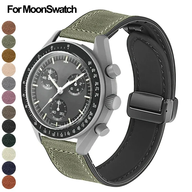 20mm Silicone Leather Watch Strap For Omega X Swatch Common MoonSwatch Saturn Moon Series Constellations Men Women Quick Release