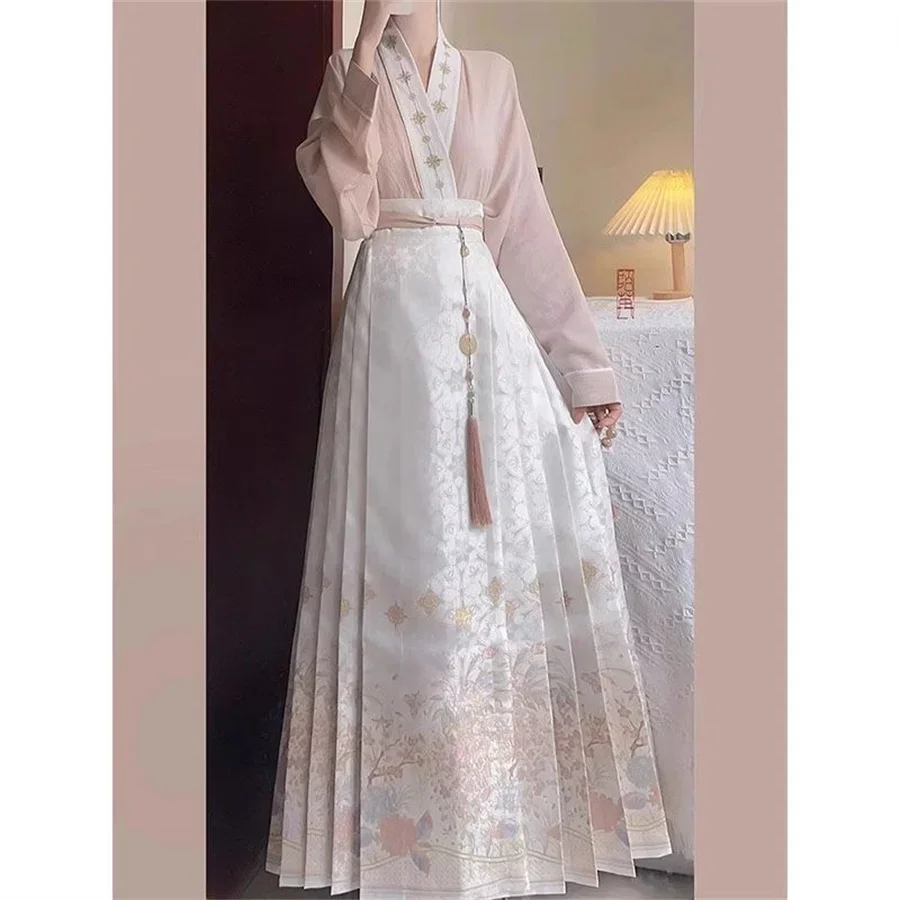 オリジナル漢服スカート中国風衣装マミアンクン明王朝織金馬面スカート中国ドレスベストスカート
