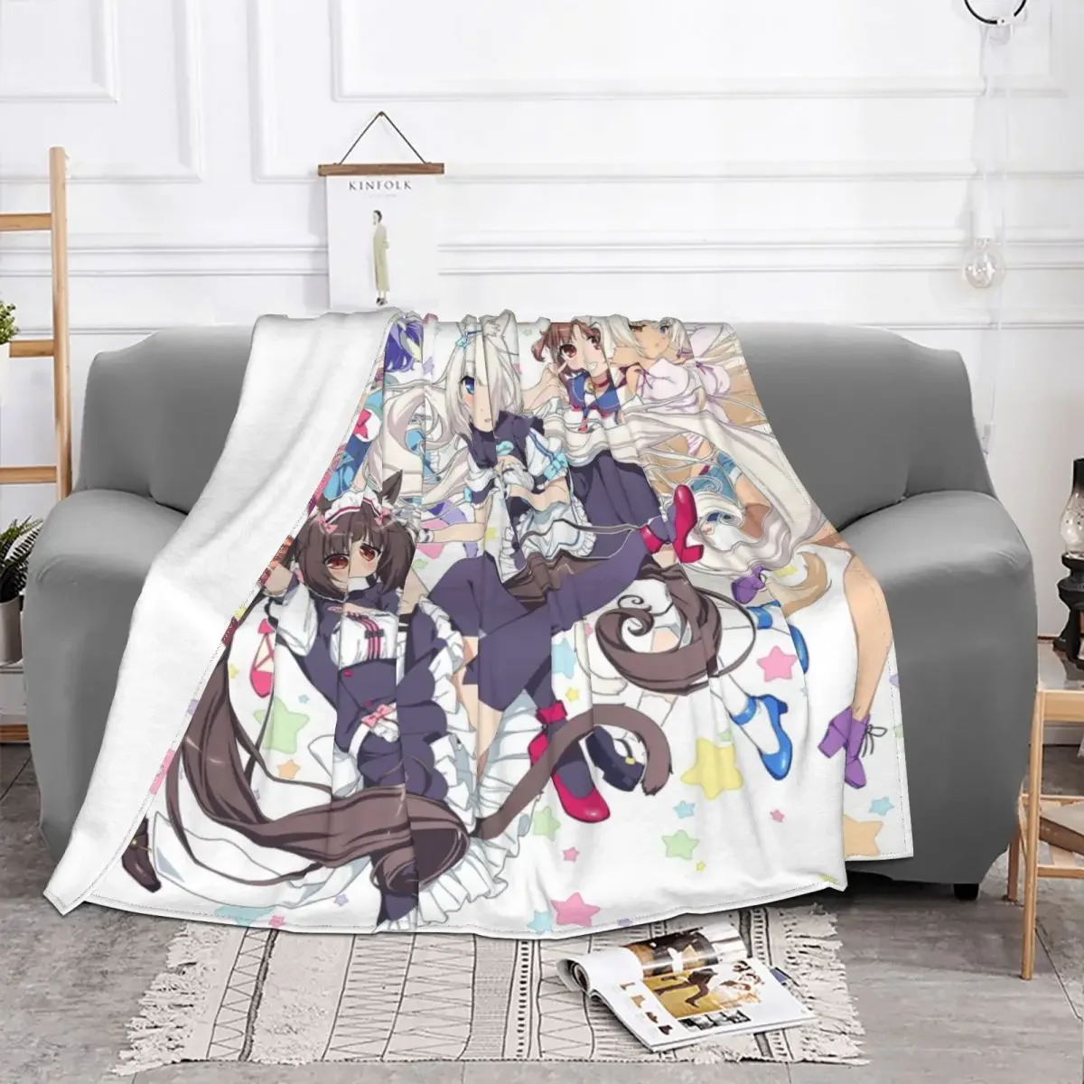 

Baby Blanket Nekopara Cartoon Game Flannel Spring Autumn Anime Super Breathable Soft Throw Blanket for Bedding Office Bedspreads