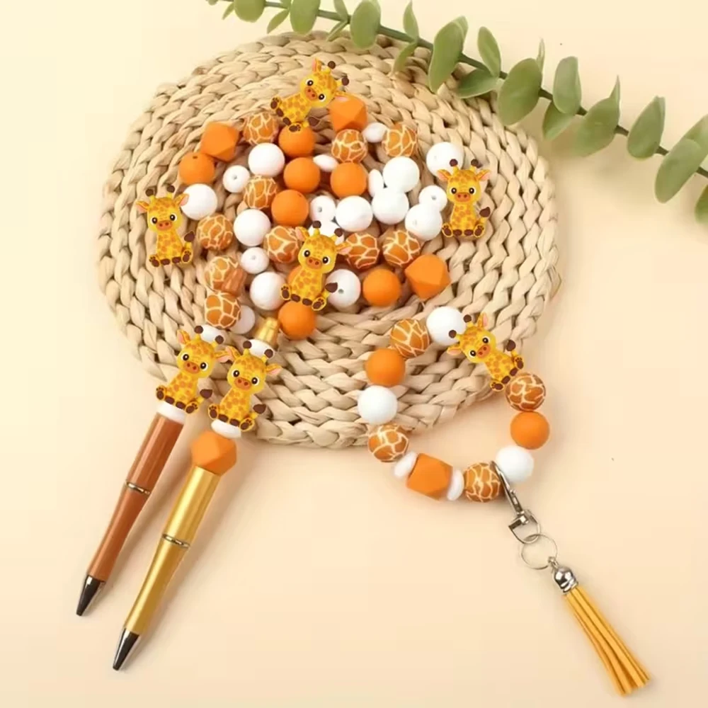 25-teiliges 3D-Tier-Silikonperlen-Set, Zebra, Kuh, Giraffe, Leopard, DIY-Perlenkette, Armband, Dekorationsstift, Schmuckanhänger, etc. Geburtstagsgeschenk für die Feiertage – Detail 2