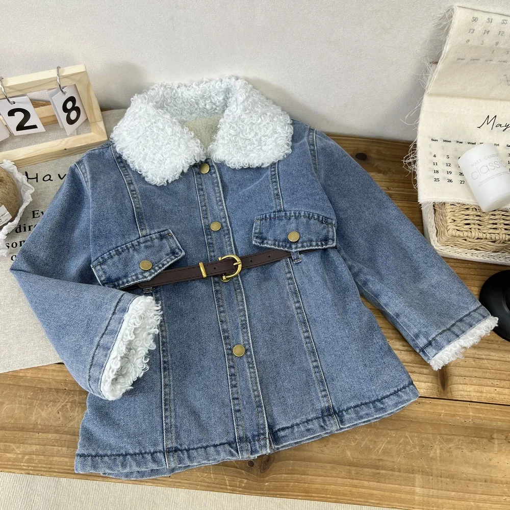 

Бархатное джинсовое платье для девочек, зима 202, новое модное детское платье с утолщенной талией для девочек, корейская версия детского платья