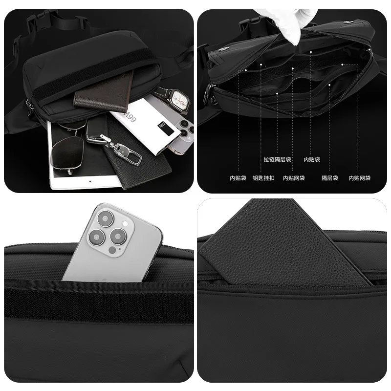 حقيبة ظهر كروس قابلة للطي من نسيج النايلون المقاوم للماء للرياضة واللياقة البدنية، حقيبة صدر محمولة لركوب الدراجات والسفر والتنقل #4