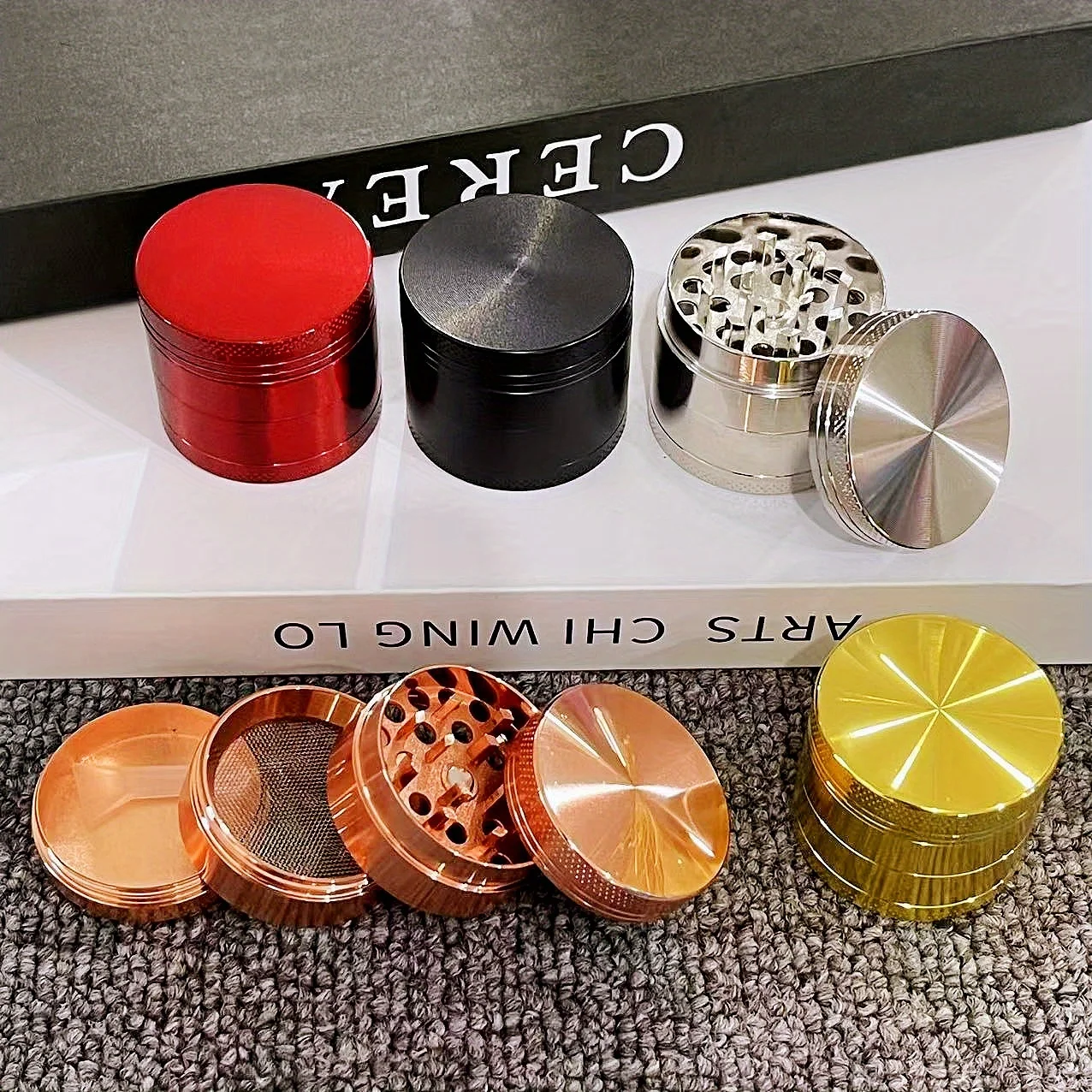 1.6 بوصة سبائك الزنك عشب طاحونة دليل هاون مطحنة التوابل الفلفل الملح مدقة التبغ العشب طاحونة التدخين السجائر الملحقات