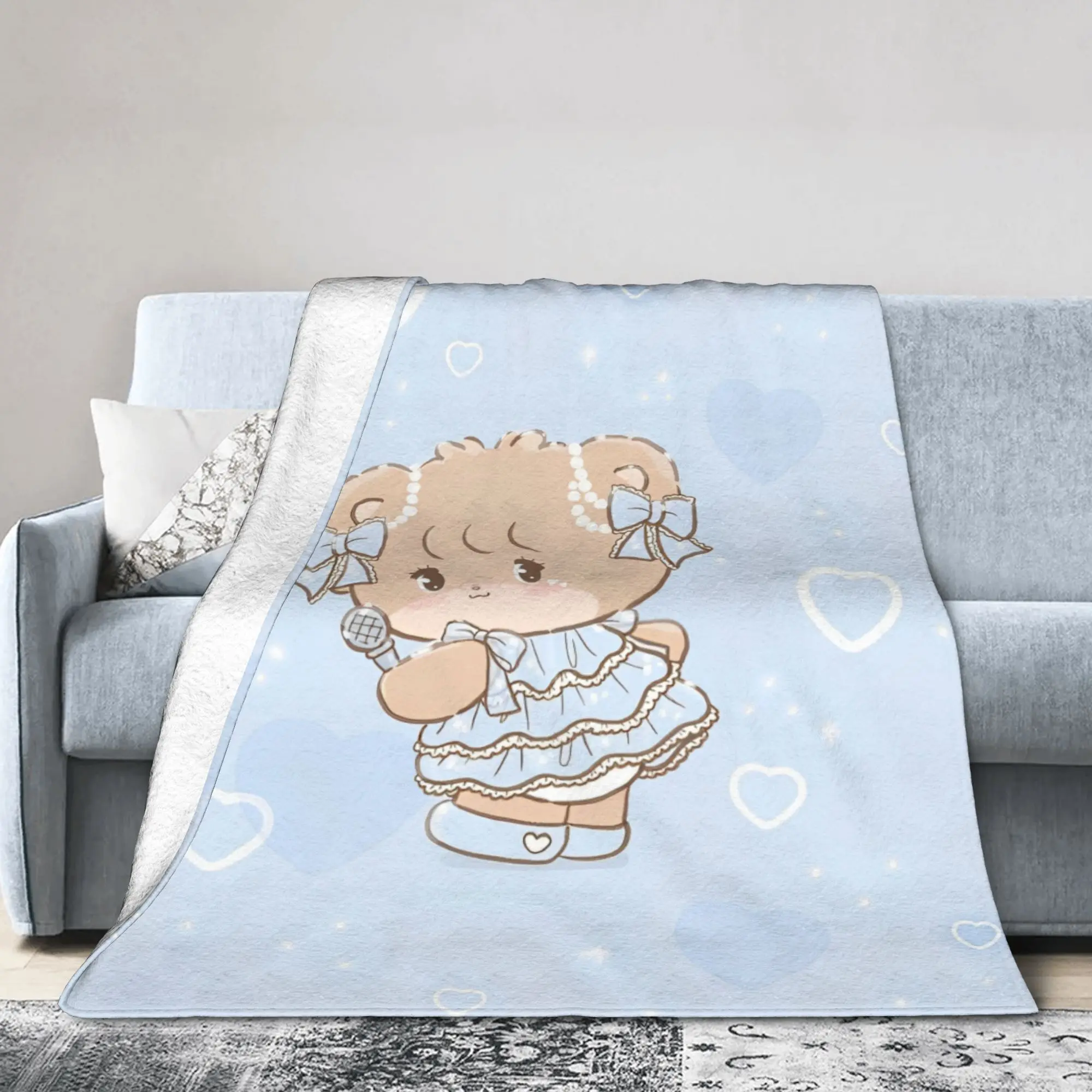 Mikkos Latte Cute Bear Fleece Blankets Awesome Throw Blankets for Home Hotel Sofa  150*125cm Bedspreads,