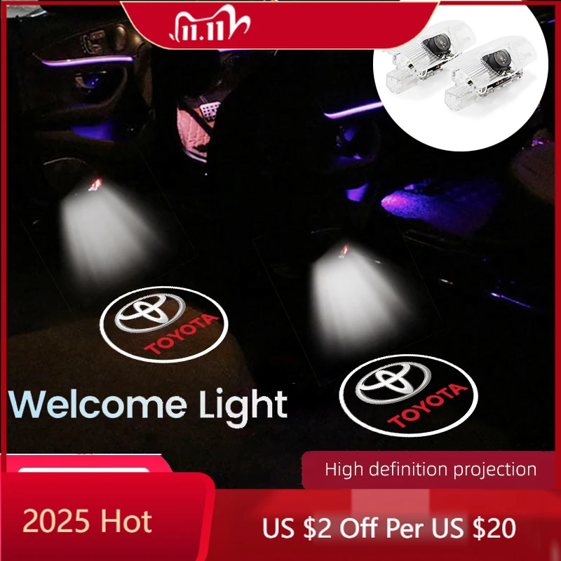 

Крышки ступицы двери автомобиля, беспроводной приветственный свет, светодиодная HD лампа проектора, украшение для Toyota Gazoo Racing TRD Corolla Yaris Chr Auris R
